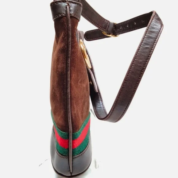 Gucci Brown Suede Leather Crossbody Bag - Picture 3 of 9